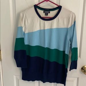 Lands End asymmetrical color block sweater